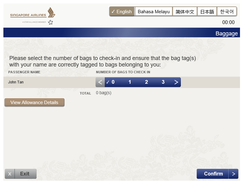 Number of bags